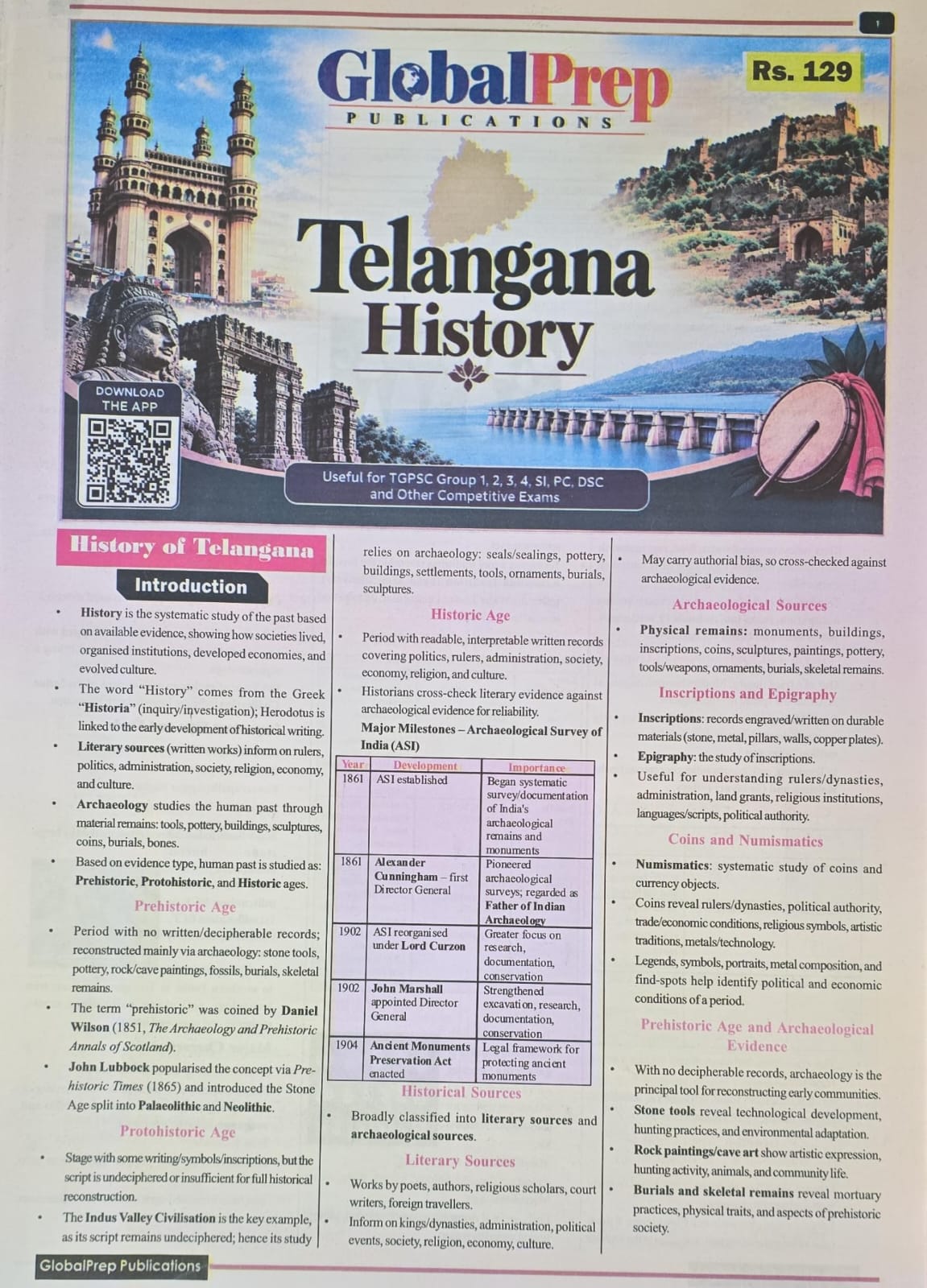 (E/M) GLOBAL PREP PUBLICATIONS TELANAGANA HISTORY CHART
